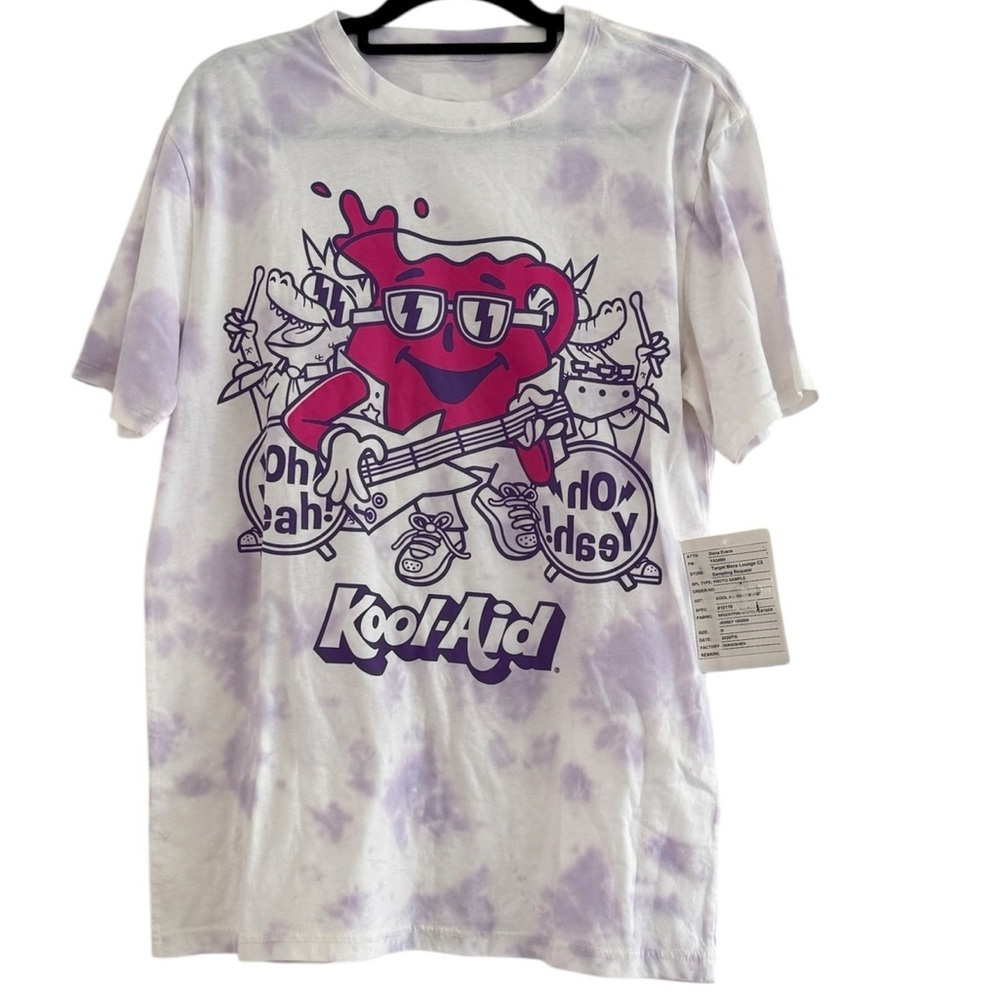 Kool-Aid Man "Oh Yeah" Rock Band Tie-Dye T-Shirt - Purple/White - Size Medium